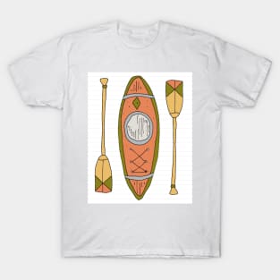 Hand drawn canoe and oars T-Shirt